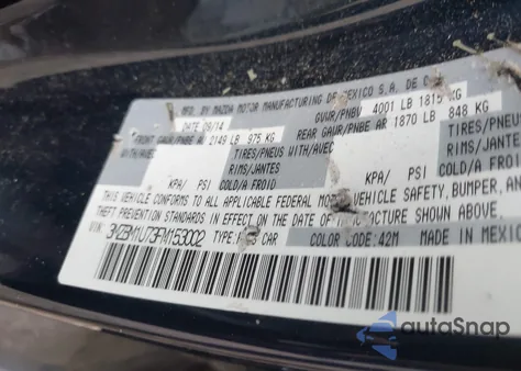 2015 Mazda Mazda3 I Sport z USA, uszkodzony, nr VIN 3MZBM1U73FM153002